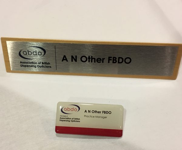 ABDO personalised desk nameplate
